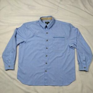 Norm Thompson Mens Blue Long Sleeve Button Up Zip Pocket Casual Shirt Size XXL